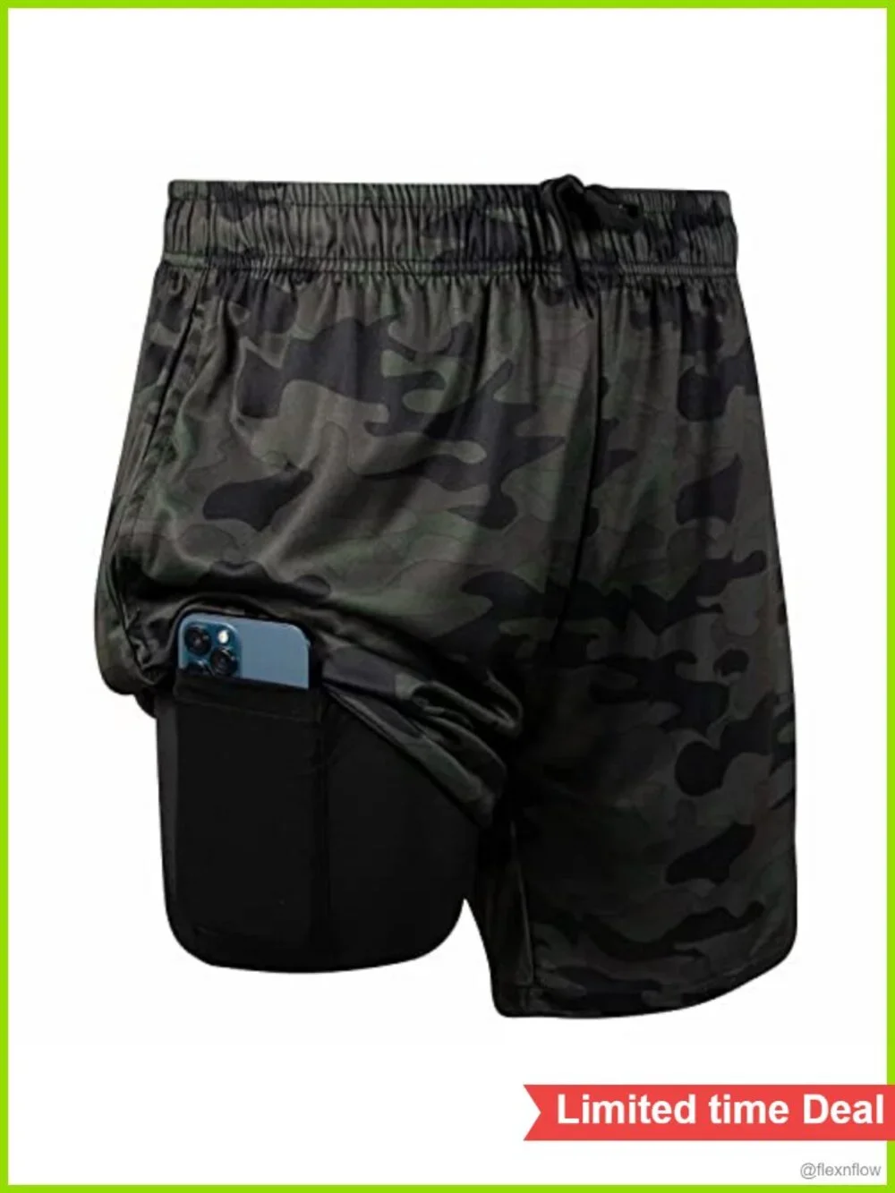 3 Pack Men's 2-in-1 Compression Workout Shorts with Liner & Phone Pocket